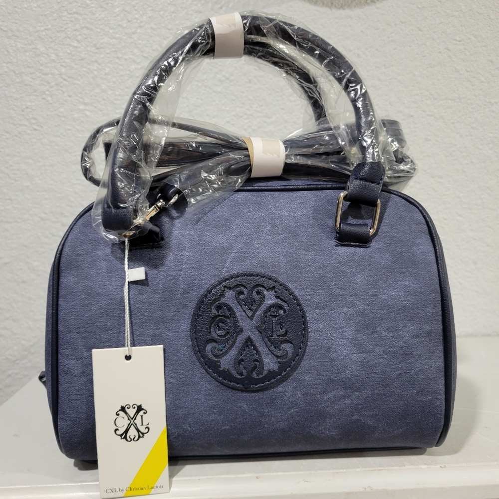 CXL by Christian Lacroix Jasper Barrel Satchel Crossbody Denim Blue NWT